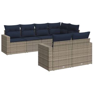 vidaXL sofaes&aelig;t til haven 7 dele med hynder polyrattan gr&aring;