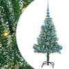 vidaXL Kunstigt Juletr&aelig; Snebelagt med LED Lys Gr&oslash;n og Hvid 120 cm