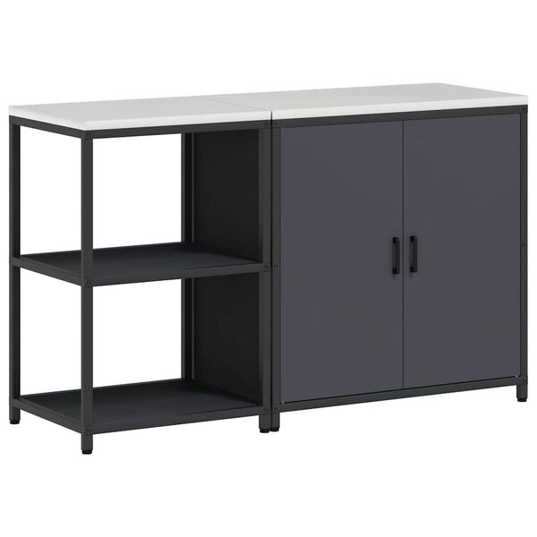 vidaXL K&oslash;kkenopbevaringss&aelig;t med hylde 2 pcs Antracit Koldvalset st&aring;l