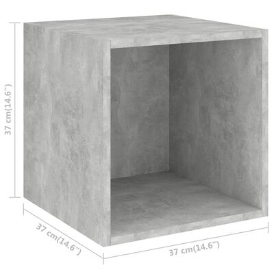 vidaXL vægskab 4 stk. 37x37x37 cm konstrueret træ betongrå