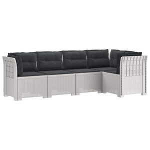 vidaXL 5-personers Havem&oslash;bel Sofa med Hynder Rattan Look PP Hvid