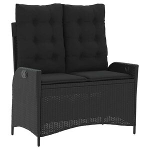 vidaXL haveb&aelig;nk med hynder og l&aelig;nefunktion polyrattan sort