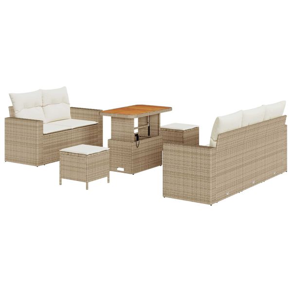 vidaXL Havesofa S&aelig;t 8 pcs Beige polyrattan
