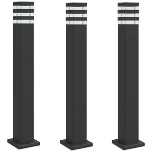 vidaXL udend&oslash;rs standerlamper 3 stk. stikkontakt 80 cm aluminium sort