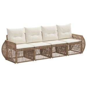 vidaXL Havesofa S&aelig;t 4 stk. Beige og cremehvid polyrattan