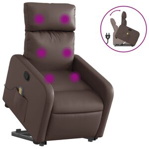 vidaXL l&oslash;ftestol med massagefunktion kunstl&aelig;der brun