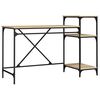 vidaXL skrivebord m. hylder 135x50x90cm konstrueret tr&aelig; jern sonoma-eg