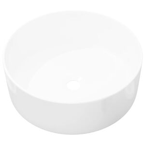 vidaXL h&aring;ndvask rund keramik 40x15 cm hvid