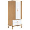 vidaXL kl&aelig;deskab OLDEN 76,5x53x172 cm massivt fyrretr&aelig; hvid og brun