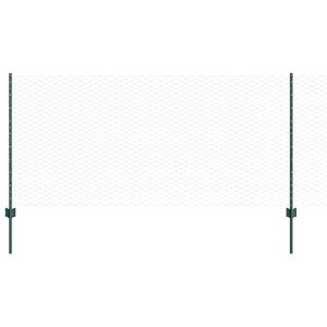 vidaXL Sekskantet hegn med stolpe 50 x 1 m PVC-belagt st&aring;l Gr&oslash;n Mesh