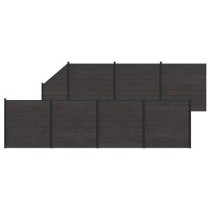 vidaXL Hegnss&aelig;t 8 pcs 1311 x 186 cm WPC og Aluminium Sort