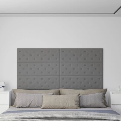 vidaXL vægpaneler 12 stk. 90x30 cm 3,24 m² kunstlæder grå