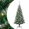 vidaXL Kunstig Forbelyst Juletr&aelig; med stativ Gr&oslash;n 180 cm PVC og metal