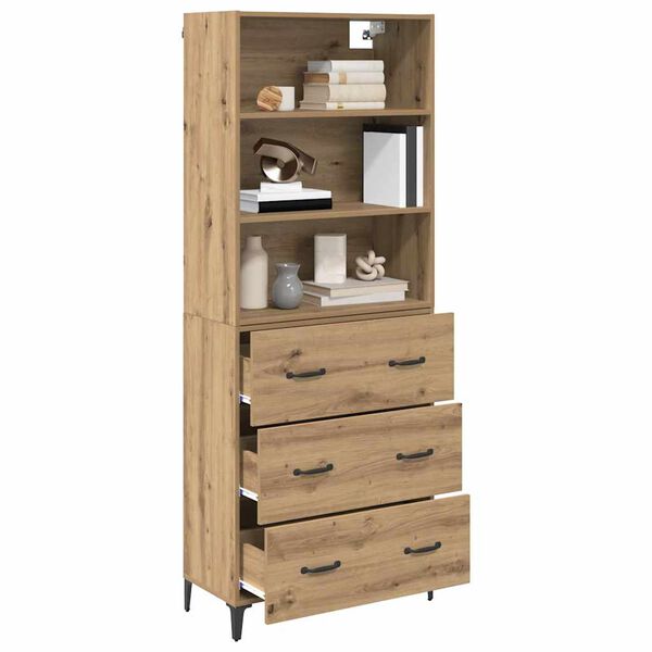 vidaXL Highboard Artisan Egetr&aelig; 69,5 x 34 x 180 cm Konstrueret tr&aelig;