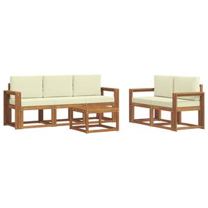 vidaXL Udend&oslash;rs sofagruppe med pude 6 pcs Naturlig og Fl&oslash;de