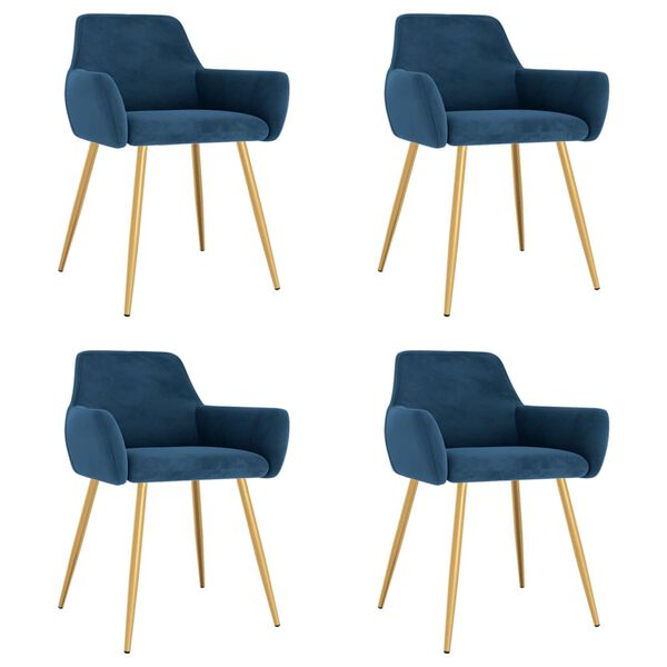 vidaXL spisebordsstole 4 stk. velour bl&aring;