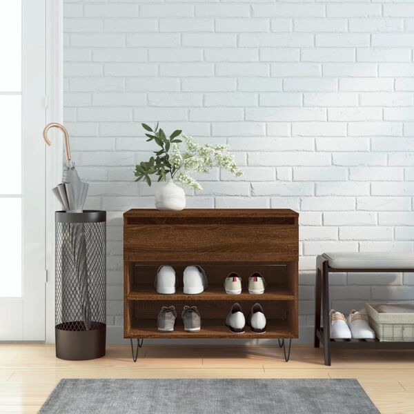 vidaXL skoreol 70x36x60 cm konstrueret tr&aelig; brun egetr&aelig;sfarve