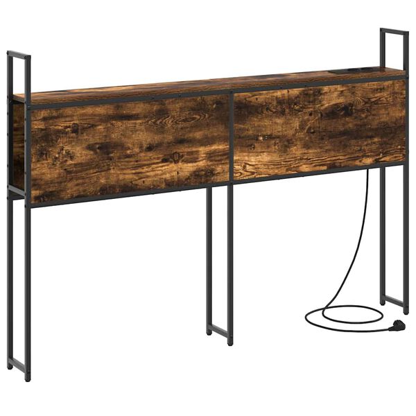 vidaXL Opbevaringshovedgavl med Opladningsstation med hylde R&oslash;get eg