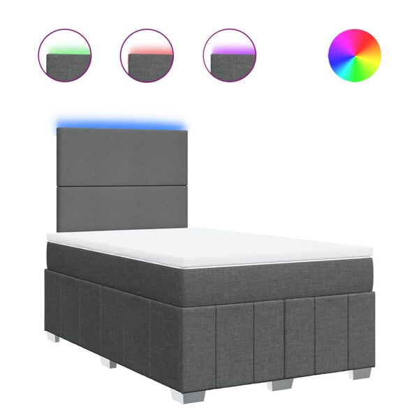 vidaXL kontinentalseng med madras 120x190 cm stof m&oslash;rkegr&aring;