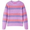 Sweater til b&oslash;rn str. 140 strikket lilla og lyser&oslash;d