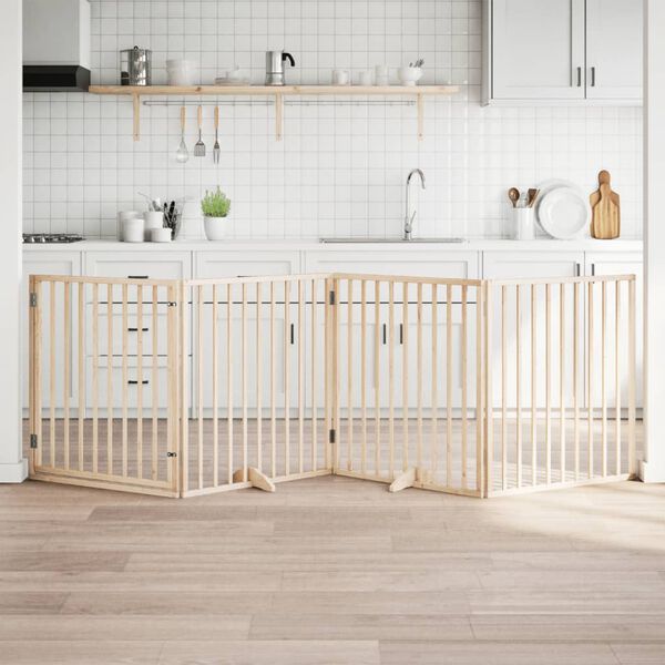 vidaXL hundelåge med dør 4 paneler 320 cm poppeltræ