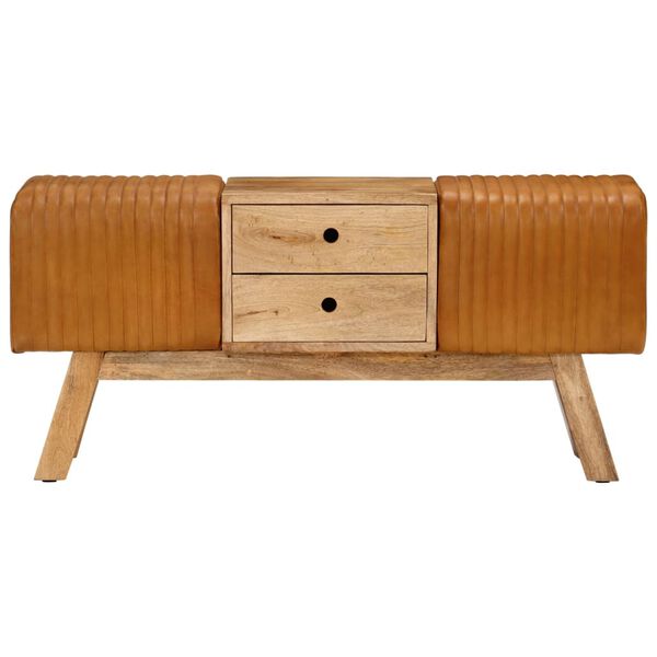 vidaXL b&aelig;nk 107 cm &aelig;gte gedeskind og massivt mangotr&aelig; brun