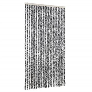vidaXL flueforh&aelig;ng 100x200 cm chenille gr&aring; + sort og hvid