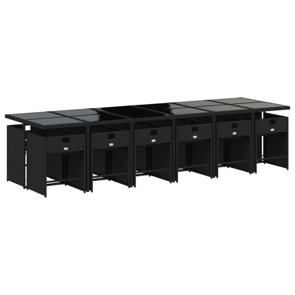 vidaXL spisebordss&aelig;t til haven 13 dele med hynder polyrattan sort