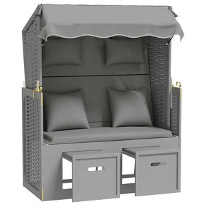 vidaXL strandkurv med hynder polyrattan og massivt tr&aelig; gr&aring;