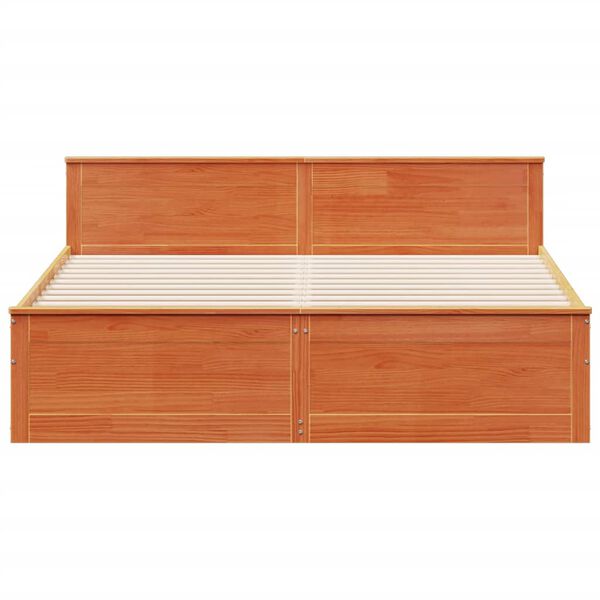 vidaXL sengeramme m. sengegavl 200x200 cm uden madras massivt fyr brun