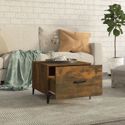 vidaXL sofabord med metalben 50x50x40 cm røget egetræsfarve