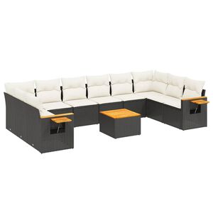 vidaXL sofas&aelig;t til haven 11 dele med hynder polyrattan sort