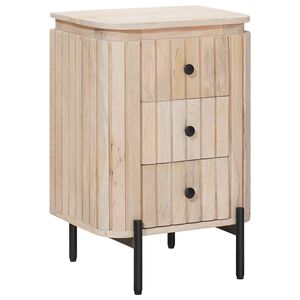 vidaXL H&aring;ndlavet natbord Hvid 40 x 30 x 60 cm Massivt mangotr&aelig;