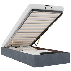 vidaXL osmannisk sengeramme uden madras 90x200 cm fl&oslash;jl m&oslash;rkegr&aring;