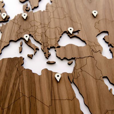 MiMi Innovations verdenskort i træ Exclusive 130 x 78 cm valnøddetræ