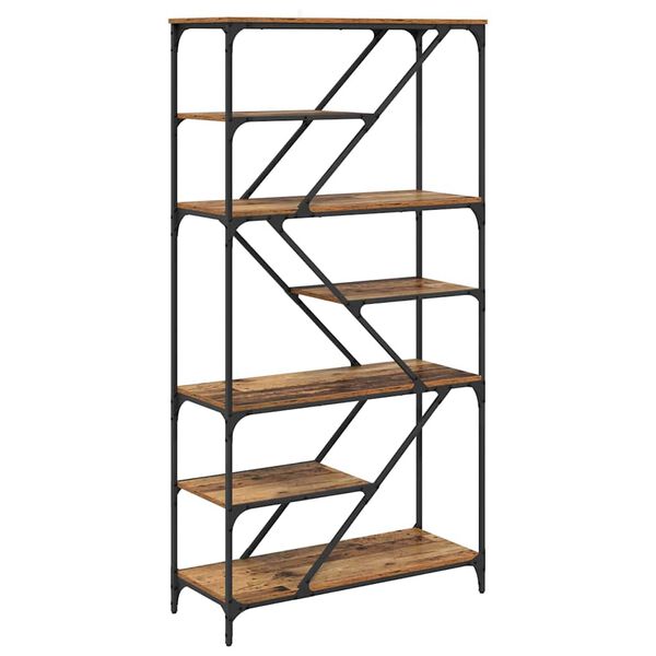 vidaXL Bogreol Gammelt tr&aelig; 91 x 36 x 176 cm Konstrueret tr&aelig;