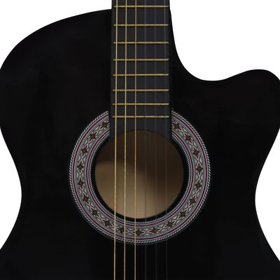 vidaXL klassisk western cutaway-guitar med 6 strenge 38" sort