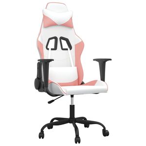 vidaXL gamingstol m. massagefunktion kunstl&aelig;der hvid og lyser&oslash;d