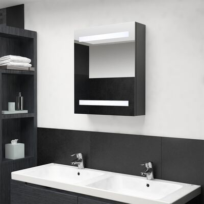 vidaXL badeværelsesskab med spejl + LED-lys 50x14x60 cm grå