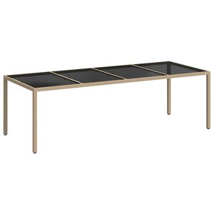 vidaXL havebord 250x100x75 cm h&aelig;rdet glas og polyrattan beige