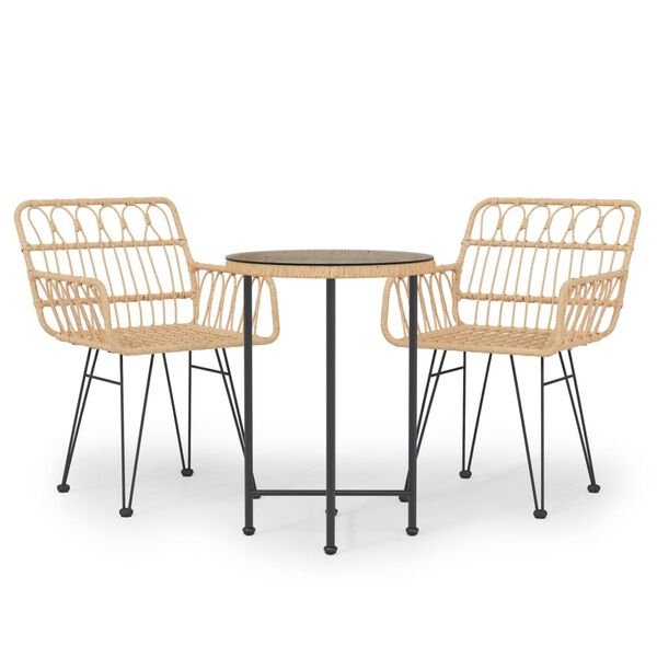 vidaXL spisebordssæt til haven 3 dele polyrattan