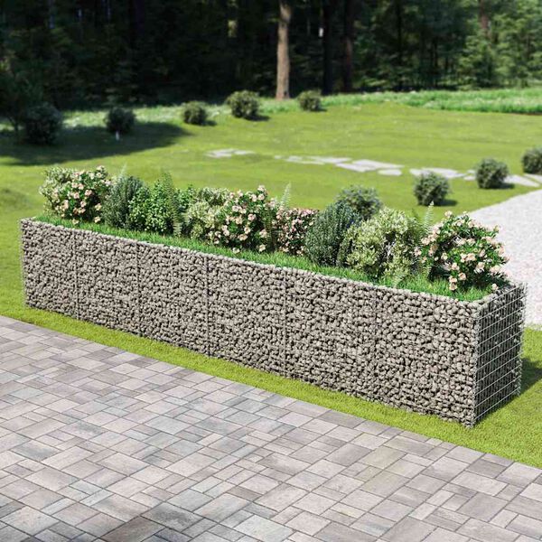 vidaXL gabion-h&oslash;jbed 540x90x100 cm galvaniseret st&aring;l