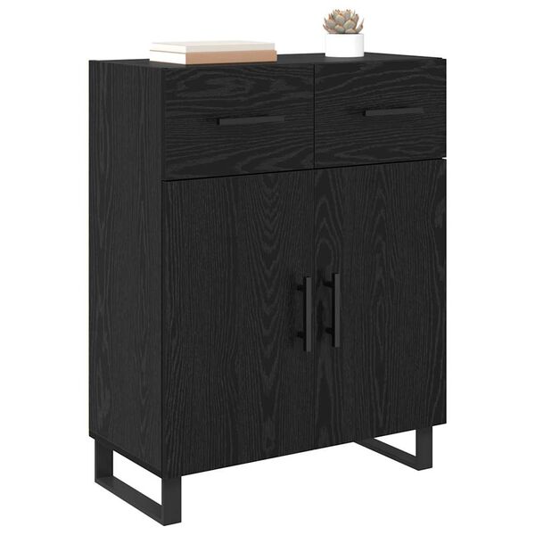 vidaXL Sideboard med skuffe Sort eg 69,5 x 34 x 90 cm Konstrueret tr&aelig;