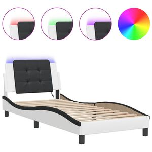 vidaXL sengeramme med LED uden madras Zadar 100x200 cm hvid og sort