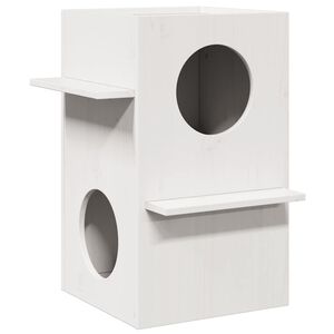 vidaXL kattehus 43x43x60 cm massivt fyrretr&aelig; hvid