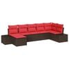 vidaXL Havesofa S&aelig;t med pude 7 pcs Brun polyrattan
