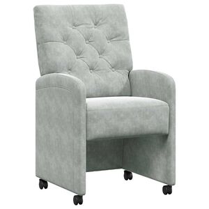 vidaXL Spisebordsstole med hjul 2 stk. Fl&oslash;jl Lysegr&aring; 58 x 67 x 97 cm
