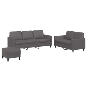 vidaXL sofas&aelig;t 3 dele med hynder kunstl&aelig;der gr&aring;