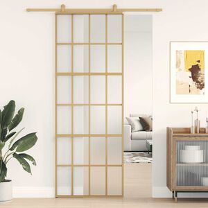 vidaXL skyded&oslash;r 76x205 cm matteret sikkerhedsglas og aluminium gylden