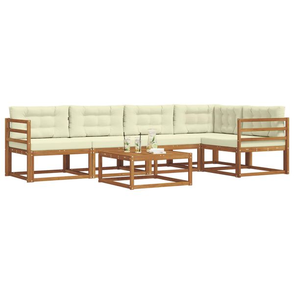 vidaXL Udend&oslash;rs sofagruppe med pude 6 pcs Naturlig og Fl&oslash;de